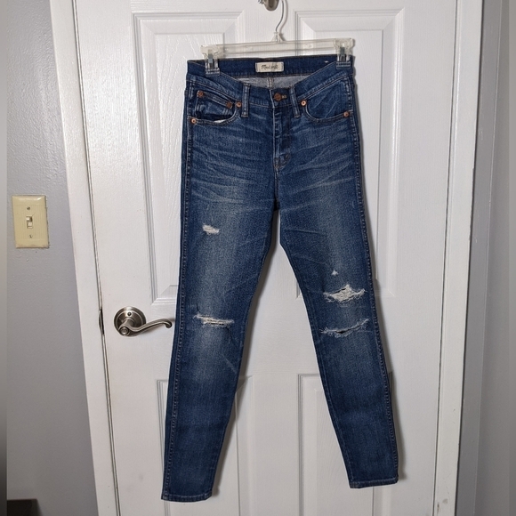 New Madewell 9" High Riser Skinny Skinny the‎ Rip and Repair Edition Size 25 - Picture 2 of 10